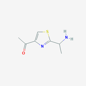 molecular formula C7H10N2OS B13168539 1-[2-(1-Aminoethyl)-1,3-thiazol-4-yl]ethan-1-one 