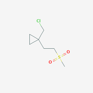 molecular formula C7H13ClO2S B13168653 1-(Chloromethyl)-1-(2-methanesulfonylethyl)cyclopropane 