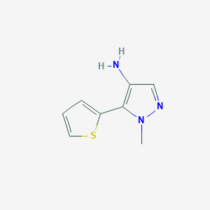 molecular formula C8H9N3S B13168678 1-methyl-5-(thiophen-2-yl)-1H-pyrazol-4-amine 