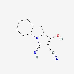 molecular formula C12H15N3O B13168802 3-amino-1-oxo-1H,4aH,5H,6H,7H,8H,8aH,9H,9aH-cyclohexa[b]pyrrolizine-2-carbonitrile 