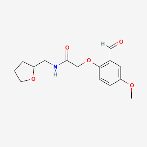 molecular formula C15H19NO5 B13168930 2-(2-formyl-4-methoxyphenoxy)-N-(oxolan-2-ylmethyl)acetamide 