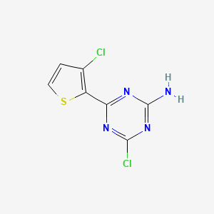 molecular formula C7H4Cl2N4S B13169072 4-Chloro-6-(3-chlorothiophen-2-YL)-1,3,5-triazin-2-amine 