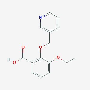 molecular formula C15H15NO4 B13169074 3-Ethoxy-2-(pyridin-3-ylmethoxy)benzoic acid 