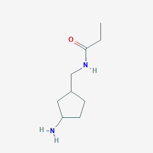 molecular formula C9H18N2O B13169075 N-[(3-Aminocyclopentyl)methyl]propanamide 