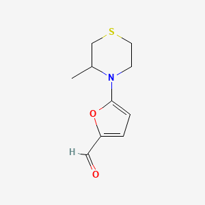 molecular formula C10H13NO2S B13169090 5-(3-Methylthiomorpholin-4-yl)furan-2-carbaldehyde 