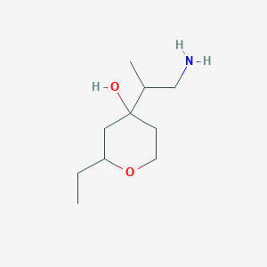 molecular formula C10H21NO2 B13169097 4-(1-Aminopropan-2-yl)-2-ethyloxan-4-ol 