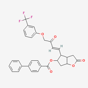 molecular formula C31H25F3O6 B1316910 (E)-2-Oxo-4-(3-oxo-4-(3-(trifluoromethyl)phenoxy)but-1-en-1-yl)hexahydro-2H-cyclopenta[b]furan-5-yl [1,1'-biphenyl]-4-carboxylate CAS No. 40695-33-8