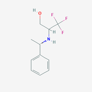 molecular formula C11H14F3NO B13169139 3,3,3-trifluoro-2-{[(1S)-1-phenylethyl]amino}propan-1-ol 