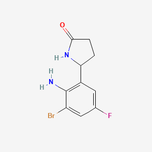 molecular formula C10H10BrFN2O B13169141 5-(2-Amino-3-bromo-5-fluorophenyl)pyrrolidin-2-one 