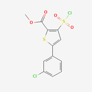 molecular formula C12H8Cl2O4S2 B13169207 Methyl 5-(3-chlorophenyl)-3-(chlorosulfonyl)thiophene-2-carboxylate 