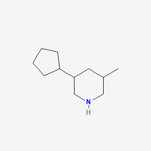 molecular formula C11H21N B13169209 3-Cyclopentyl-5-methylpiperidine 