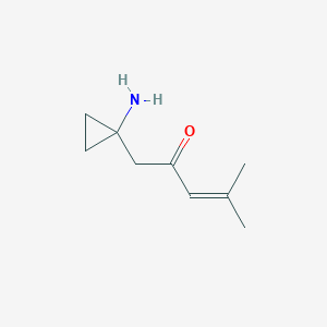 molecular formula C9H15NO B13169259 1-(1-Aminocyclopropyl)-4-methylpent-3-en-2-one 