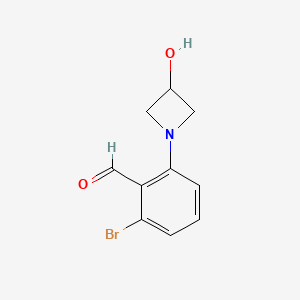 molecular formula C10H10BrNO2 B13169476 2-Bromo-6-(3-hydroxyazetidin-1-yl)benzaldehyde 