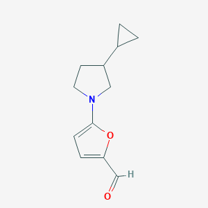 molecular formula C12H15NO2 B13169486 5-(3-Cyclopropylpyrrolidin-1-yl)furan-2-carbaldehyde 