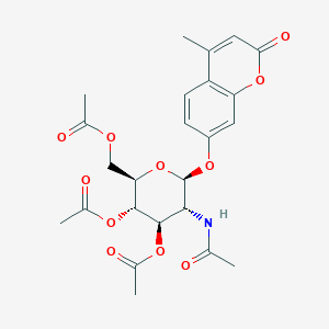 molecular formula C24H27NO11 B1316957 (2R,3S,4R,5R,6S)-5-Acetamido-2-(acetoxymethyl)-6-((4-methyl-2-oxo-2H-chromen-7-yl)oxy)tetrahydro-2H-pyran-3,4-diyl diacetate CAS No. 38971-29-8