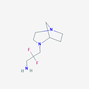 molecular formula C9H17F2N3 B13169613 3-{1,4-Diazabicyclo[3.2.1]octan-4-yl}-2,2-difluoropropan-1-amine 