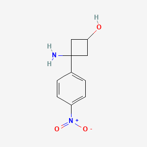 molecular formula C10H12N2O3 B13169620 3-Amino-3-(4-nitrophenyl)cyclobutan-1-ol 