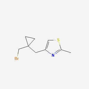 molecular formula C9H12BrNS B13169746 4-([1-(Bromomethyl)cyclopropyl]methyl)-2-methyl-1,3-thiazole 