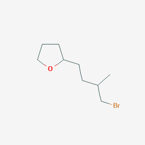 molecular formula C9H17BrO B13169792 2-(4-Bromo-3-methylbutyl)oxolane 