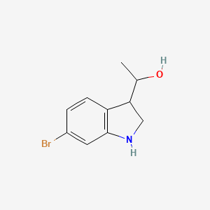 molecular formula C10H12BrNO B13169795 1-(6-bromo-2,3-dihydro-1H-indol-3-yl)ethan-1-ol CAS No. 1258640-73-1