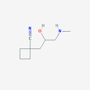 molecular formula C9H16N2O B13169797 1-[2-Hydroxy-3-(methylamino)propyl]cyclobutane-1-carbonitrile 