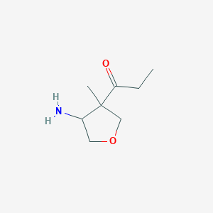 molecular formula C8H15NO2 B13169844 1-(4-Amino-3-methyloxolan-3-yl)propan-1-one 