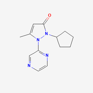 molecular formula C13H16N4O B13170089 2-Cyclopentyl-5-methyl-1-(pyrazin-2-yl)-2,3-dihydro-1H-pyrazol-3-one 