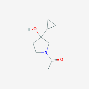 molecular formula C9H15NO2 B13170132 1-(3-Cyclopropyl-3-hydroxypyrrolidin-1-yl)ethan-1-one 