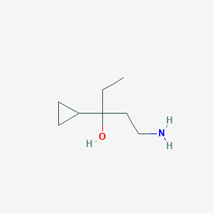 molecular formula C8H17NO B13170133 1-Amino-3-cyclopropylpentan-3-ol 