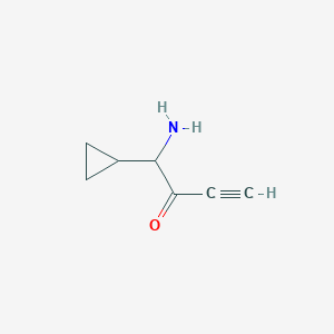 molecular formula C7H9NO B13170217 1-Amino-1-cyclopropylbut-3-yn-2-one 