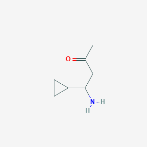 molecular formula C7H13NO B13170274 4-Amino-4-cyclopropylbutan-2-one 