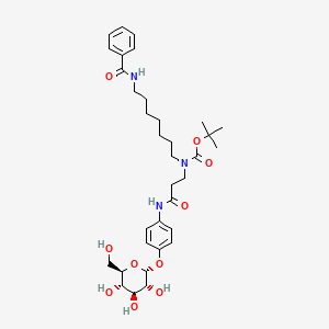 tert-Butyl (7-benzamidoheptyl)(3-oxo-3-((4-(((2R,3R,4S,5S,6R)-3,4,5-trihydroxy-6-(hydroxymethyl)tetrahydro-2H-pyran-2-yl)oxy)phenyl)amino)propyl)carbamate