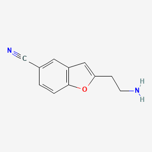 molecular formula C11H10N2O B13170391 2-(2-Aminoethyl)-1-benzofuran-5-carbonitrile 