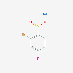 molecular formula C6H3BrFNaO2S B13170472 2-Bromo-4-fluorobenzenesulfinic acid sodium salt 