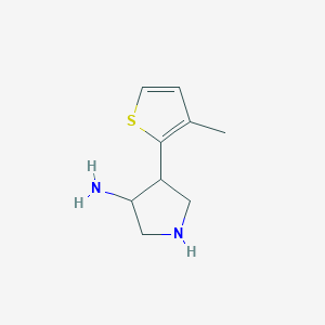 molecular formula C9H14N2S B13170604 4-(3-Methylthiophen-2-yl)pyrrolidin-3-amine 