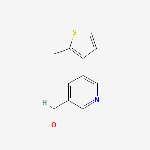 molecular formula C11H9NOS B13170791 5-(2-Methylthiophen-3-yl)pyridine-3-carbaldehyde 