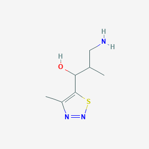 molecular formula C7H13N3OS B13170842 3-Amino-2-methyl-1-(4-methyl-1,2,3-thiadiazol-5-yl)propan-1-ol 