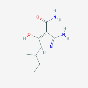 molecular formula C9H15N3O2 B13170848 2-amino-5-sec-butyl-4-oxo-4,5-dihydro-1H-pyrrole-3-carboxamide 