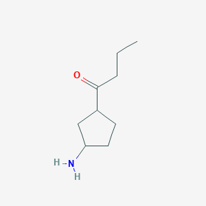 molecular formula C9H17NO B13170855 1-(3-Aminocyclopentyl)butan-1-one 