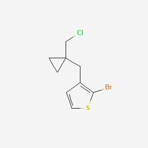 molecular formula C9H10BrClS B13170856 2-Bromo-3-{[1-(chloromethyl)cyclopropyl]methyl}thiophene 