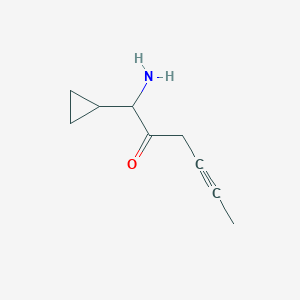 molecular formula C9H13NO B13170864 1-Amino-1-cyclopropylhex-4-yn-2-one 