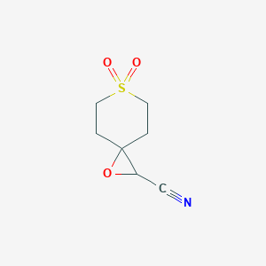 molecular formula C7H9NO3S B13171288 6,6-Dioxo-1-oxa-6lambda6-thiaspiro[2.5]octane-2-carbonitrile 