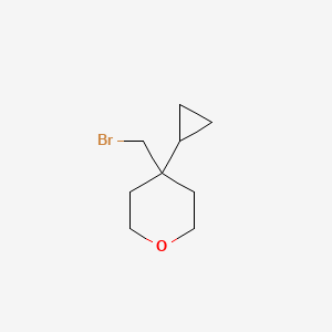 molecular formula C9H15BrO B13171345 4-(Bromomethyl)-4-cyclopropyloxane 