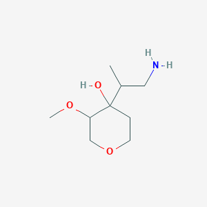 molecular formula C9H19NO3 B13171373 4-(1-Aminopropan-2-yl)-3-methoxyoxan-4-ol 