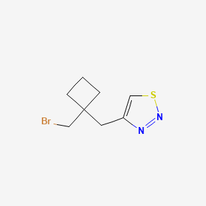 molecular formula C8H11BrN2S B13171520 4-{[1-(Bromomethyl)cyclobutyl]methyl}-1,2,3-thiadiazole 