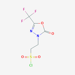 molecular formula C5H4ClF3N2O4S B13171617 2-[2-Oxo-5-(trifluoromethyl)-2,3-dihydro-1,3,4-oxadiazol-3-yl]ethane-1-sulfonyl chloride 