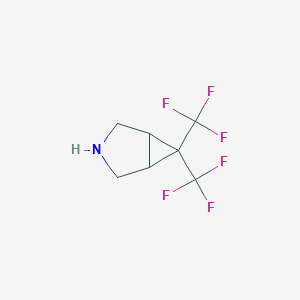 molecular formula C7H7F6N B13171622 6,6-Bis(trifluoromethyl)-3-azabicyclo[3.1.0]hexane 