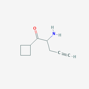 molecular formula C9H13NO B13171625 2-Amino-1-cyclobutylpent-4-yn-1-one 