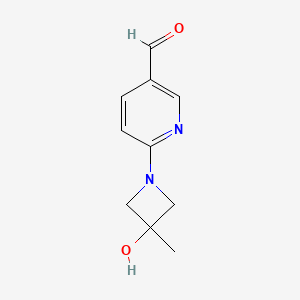 molecular formula C10H12N2O2 B13171659 6-(3-Hydroxy-3-methylazetidin-1-yl)pyridine-3-carbaldehyde 