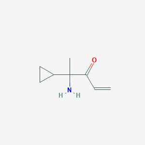 molecular formula C8H13NO B13171680 4-Amino-4-cyclopropylpent-1-en-3-one 